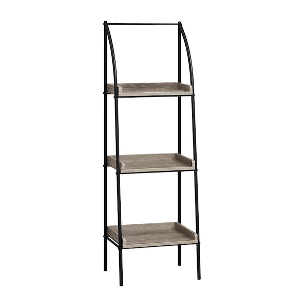 Monarch Specialties Bookshelf, Bookcase, Etagere, Corner, 3 Tier, 48"H, Office, Bedroom, Metal, Laminate, Brown, Black I 7228 - main